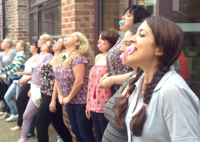 Image Credit: mumsgrapevine.com.au Baby shower games - Women with pacifiers