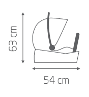 Maxi-Cosi Citi Car Seats with Base Side View: 54cm wide x 63 cm high