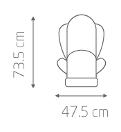 Maxi-cosi Luna Booster Front view dimensions: H73.5cm x W47.5cm Maxi-cosi Luna Booster Front view dimensions: H73.5cm x W47.5cm