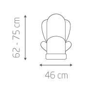 Maxi-Cosi Moda Car Seats Front view Dimensions: 62-75cm x 46 cm wide