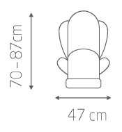 Rodi AP Booster Car Seat Front View Dimensions: 70-78cm height x 47cm wide Rodi AP Booster Car Seat Front View Dimensions: 70-78cm height x 47cm wide