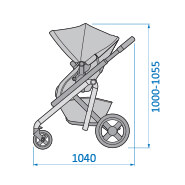 Maxi-Cosi Lila Stroller Side View Dimensions: 1040mm wide x 1000mm to 1055mm high Maxi-Cosi Lila Stroller Side View Dimensions: 1040mm wide x 1000mm to 1055mm high