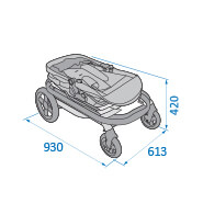 Max-Cosi Lila Stroller Folded with wheels Dimensions: 930mm x 613mm x 420mm Max-Cosi Lila Stroller Folded with wheels Dimensions: 930mm x 613mm x 420mm