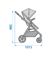 Maxi-Cosi Zelia Pram Side View Dimensions: 1015mm wide x 985mm height Maxi-Cosi Zelia Pram Side View Dimensions: 1015mm wide x 985mm height