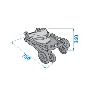 Maxi-Cosi Zelia Stroller Folded with seat Dimensions: 750mm length x 360mm Height Maxi-Cosi Zelia Stroller Folded with seat Dimensions: 750mm length x 360mm Height