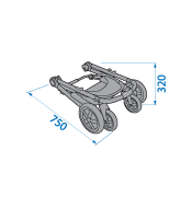 Maxi-Cosi Zelia Stroller Folded without seat Dimensions: 750mm length x 320mm Height Maxi-Cosi Zelia Stroller Folded without seat Dimensions: 750mm length x 320mm Height
